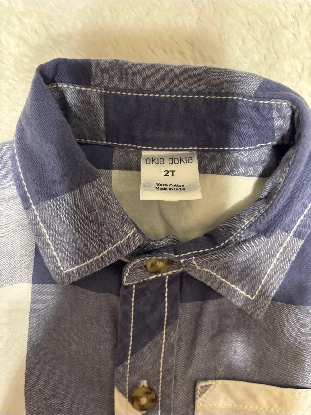 Okie Dokie 2pc Short Sleeve Button-Up Shirt - Navy & White Plaid